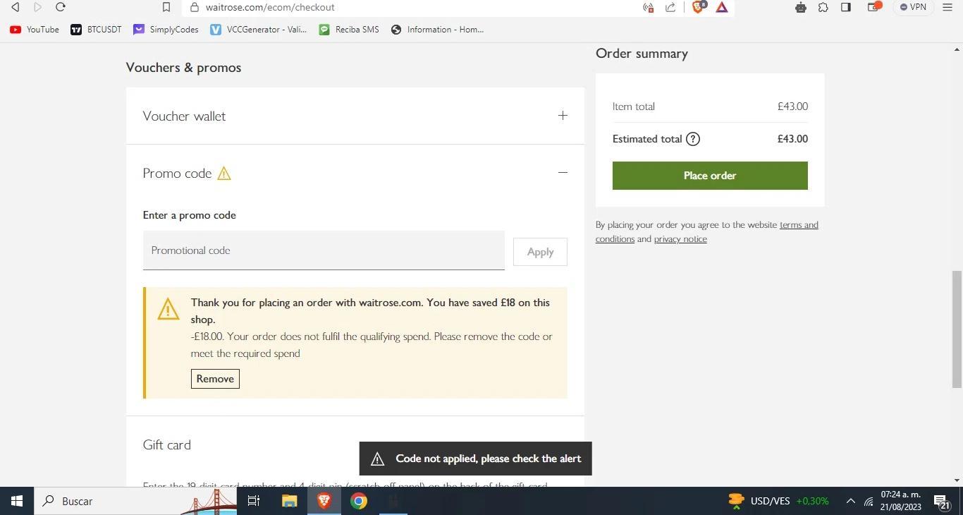 How to apply Waitrose coupon code